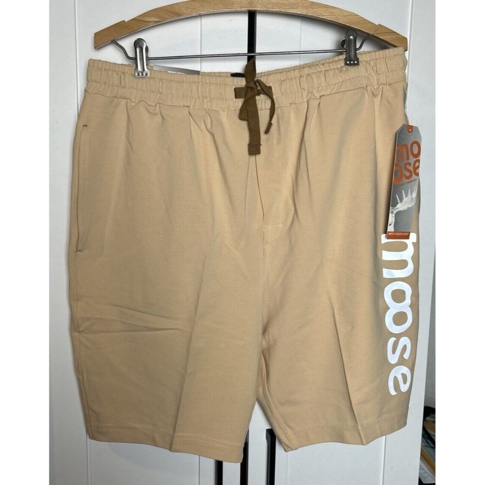 Moose Men's Jogger Short Tan Drawstring‎ Elastic Waist Stretch Shorts Size 34